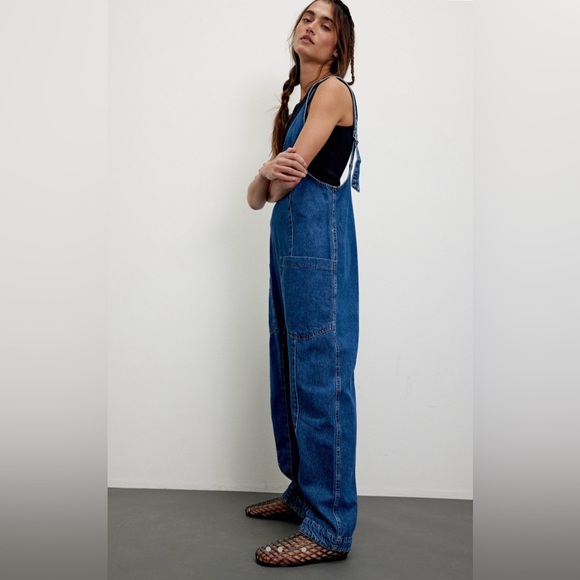 NWT Free People We the Free S High Roller Jumpsuit in Sapphire Blue New $98 - Picture 3 of 8